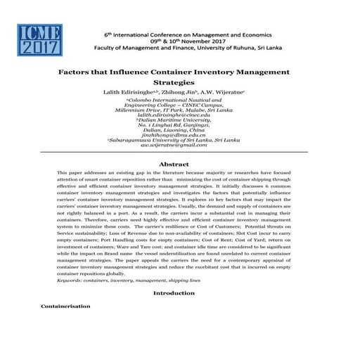M Bridge 3 CASA 2018 Container Inventory Management Should the Present ...