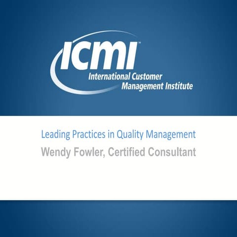 Leading Practices in Quality Management