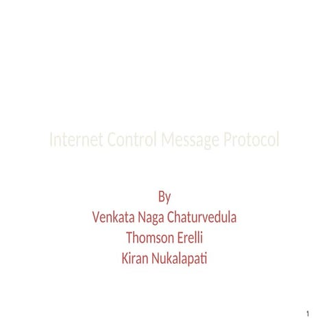 The Internet Control Message Protocol (ICMP) is a vital supporting protocol i...