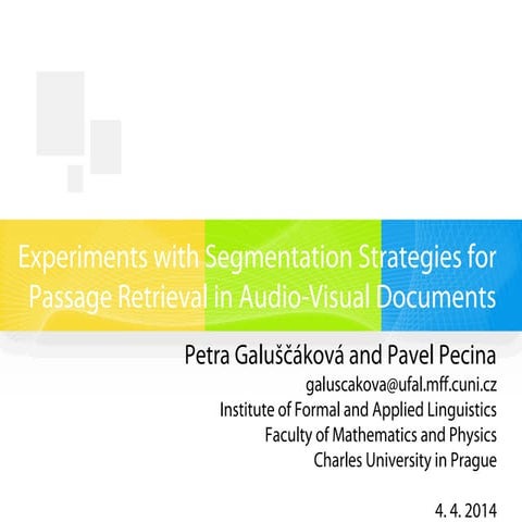 Experiments with Segmentation Strategies for Passage Retrieval in Audio-Visua...