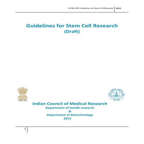 Icmr dbt stem cell guidelines