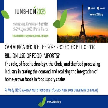 The Role, of Food Technology, the Chefs, and the Food Processing industry in Crating the Demand and Realizing the integration of Home Grown Foods in Food Supply Chains