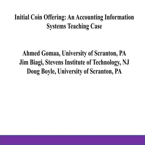 blockchain Initial Coin Offering: An AIS Teaching Case