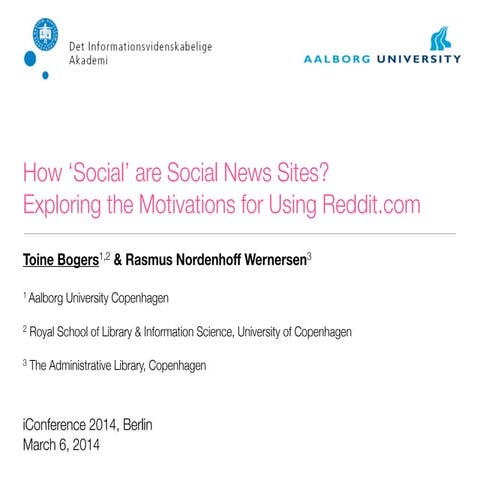 How 'Social' are Social News Sites? Exploring the Motivations for Using Reddi...
