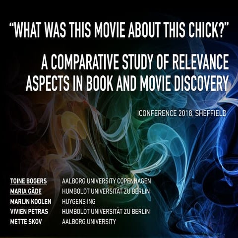 “What was this movie about this chick?”: A Comparative Study of Relevance Asp...