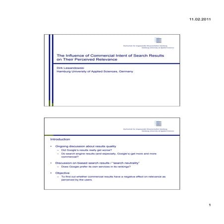 The Influence of Commercial Intent of Search Results on Their Perceived Relevance