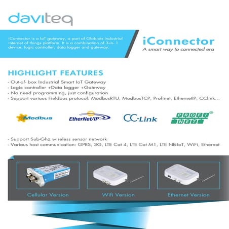 Datasheet cho IoT Gateway - iConnector của Daviteq