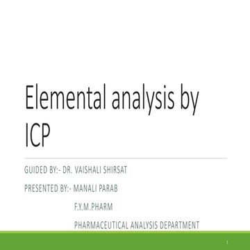Elemental Analysis by Inductively Coupled Plasma - MS and OES