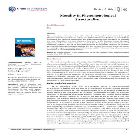 Morality in Phenomenological Structuralism