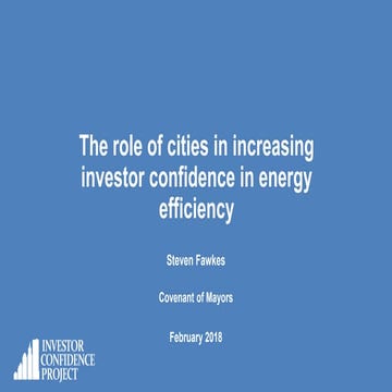 The role of cities in increasing investor confidence in energy efficiency