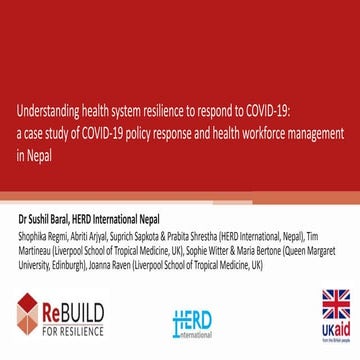Understanding health system resilience to respond to COVID-19: a case study of COVID-19 policy response and health workforce management in Nepal