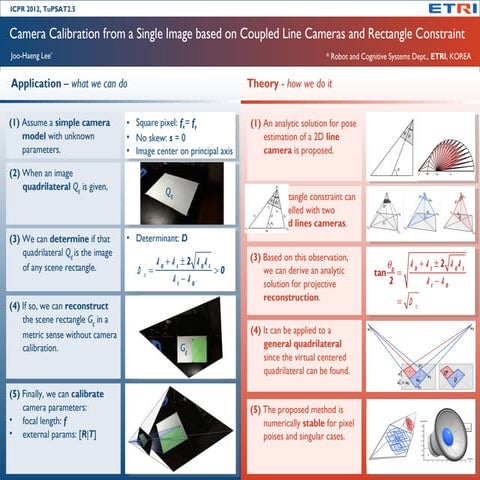 Camera calibration from a single image based on coupled line cameras and rect...