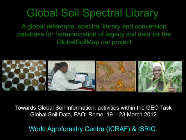 Global Soil Spectral Library, A global reference, spectral library and conver...