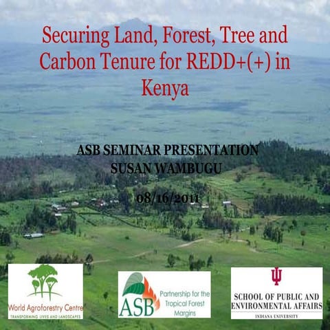 Securing Land, Forest, Tree and Carbon Tenure for REDD+(+) in Kenya