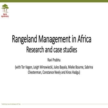 Rangeland Management in Africa Research and case studies