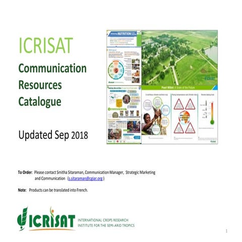 ICRISAT Communication Resources Catalogue Updated Sep 2018