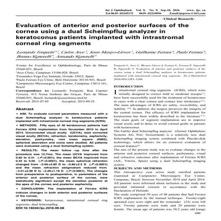 A Tomografia e o Implante de Anel de Ferrara