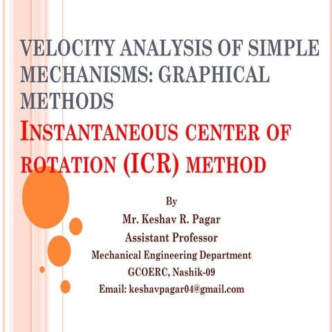 ICR Velocity Analysis Graphical Method, Theory of Machine