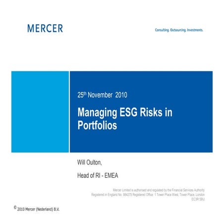 Managing ESG Risks in Portfolios