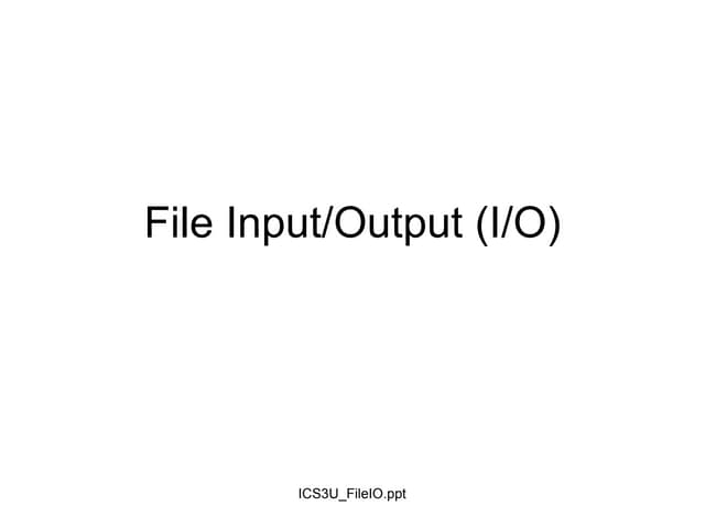 Java File I/O