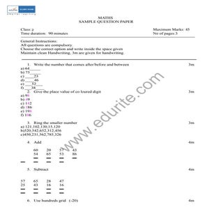 Class 2 ICSE Maths Sample Paper Mod...