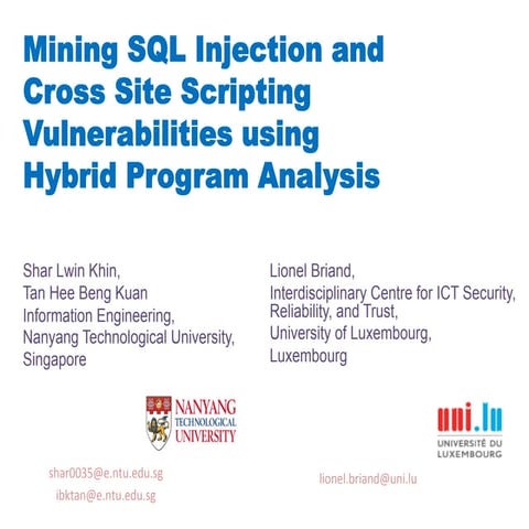 Mining SQL Injection and Cross Site Scripting Vulnerabilities using ...