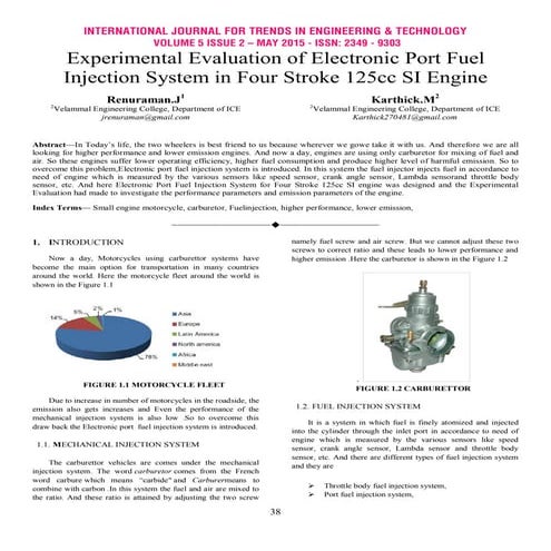 Experimental Evaluation of Electronic Port Fuel Injection System in Four Stro...
