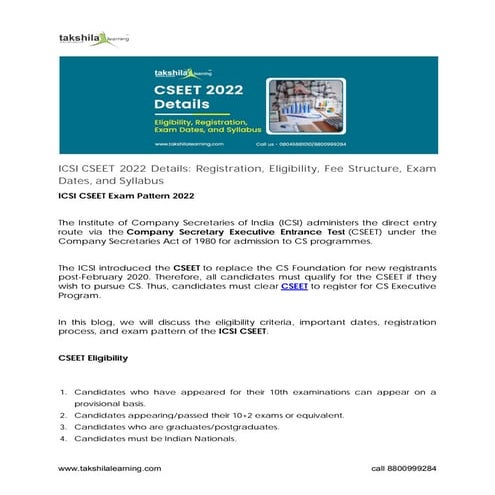 CSEET 2022 Details: Registration, Eligibility, Fee, Exam Dates, & Syllabus