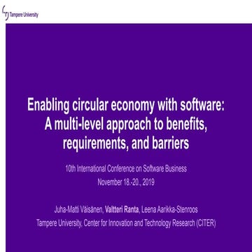 Enabling Circular Economy with Software: A Multi-level Approach to Benefits, ...