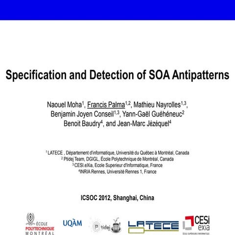 Specification and Detection of SOA Antipatterns