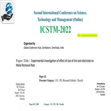 Tool electrode on metal removal rate.pptx