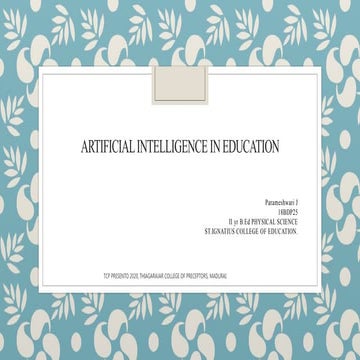 ARTIFICIAL INTELLIGENCE IN EDUCATION