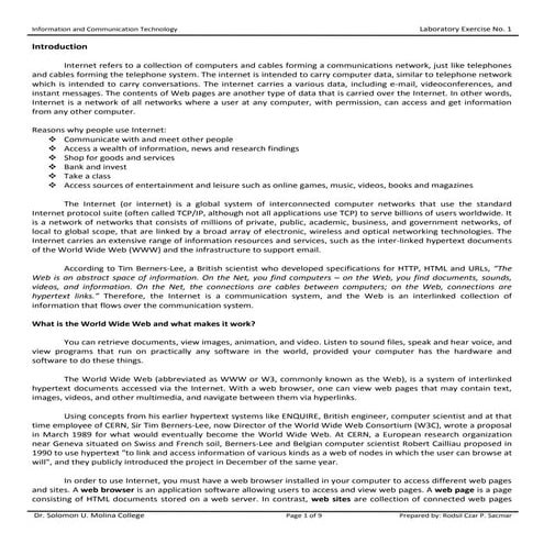 Ict   internet and html