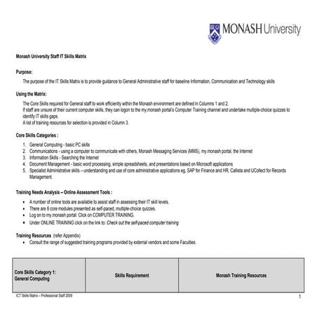 Ict Skills Matrix General