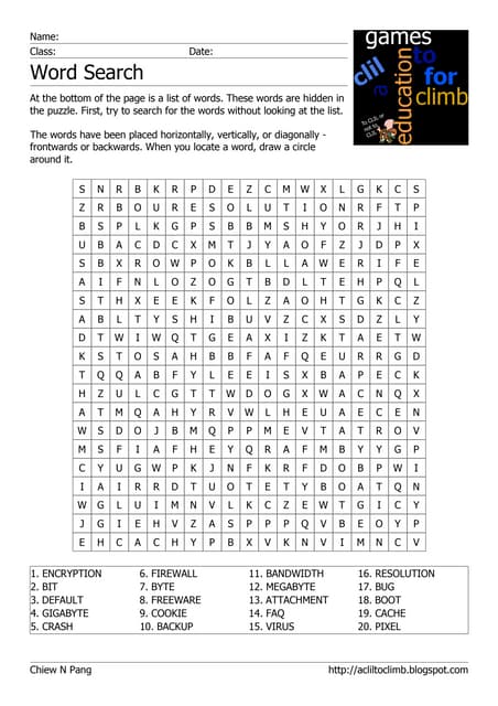Input devices wordsearch | PPT