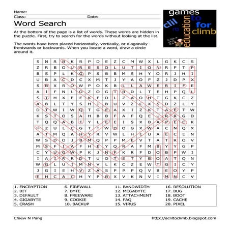 ICT Word Search (Key)