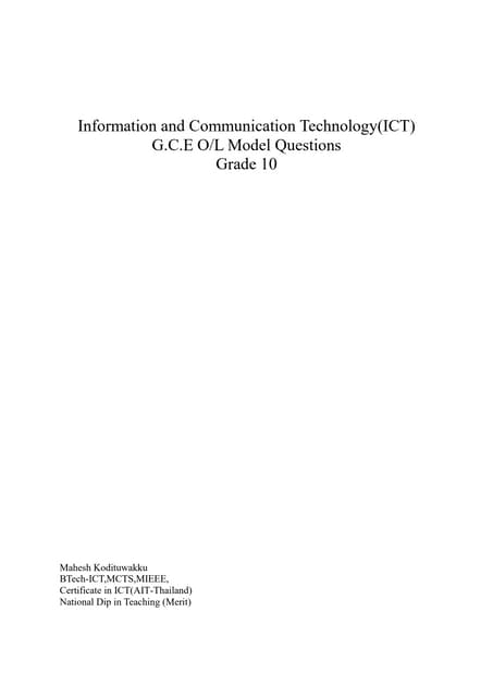 ICT Model Questions 