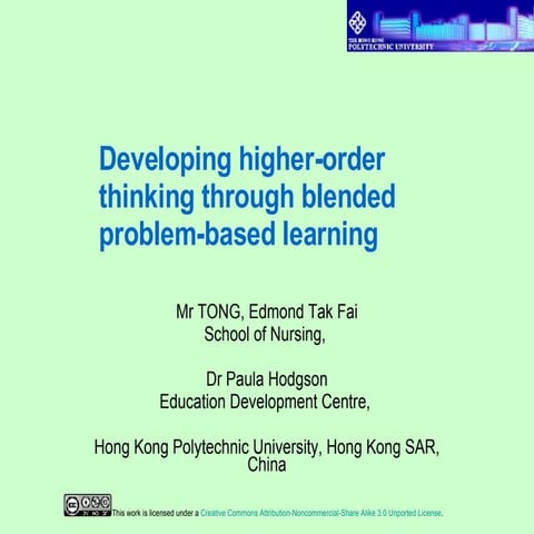 Developing higher-order thinking through blended problem-based learning