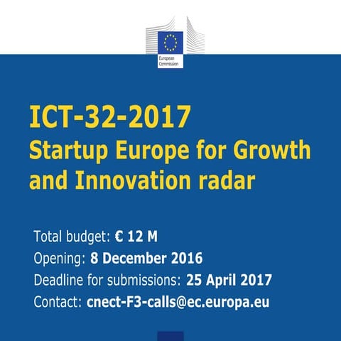 Presentation of H2020 ICT-32-2017 Startup Europe for Growth & Innovation Rada...