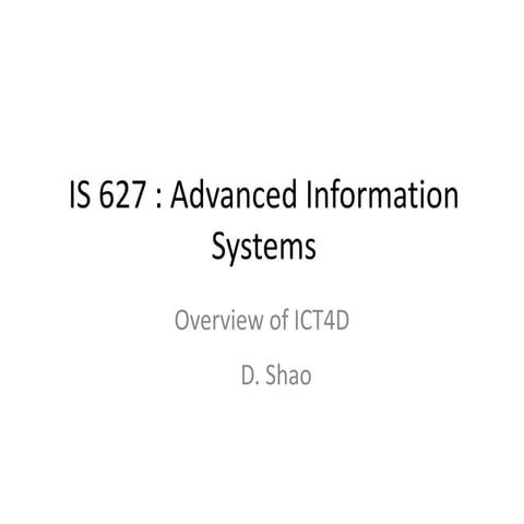 Overview of  ICT for Development (ICT4D)
