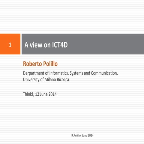 ICT4D: A point of view