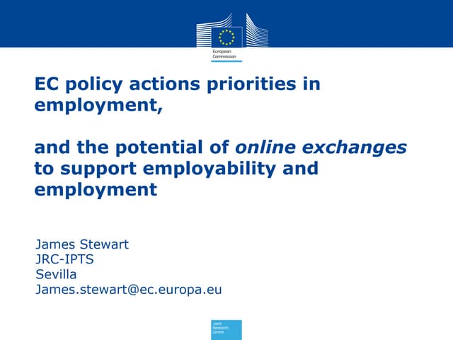 EC policy actions and priorities in employment, and the potential of online exchanges to support employability and employment