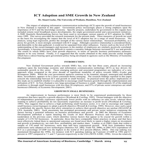 Ict adoption and sme growth in new zealand