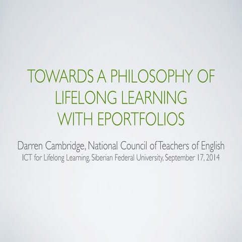 Towards a philosophy of lifelong learning  with eportfolios