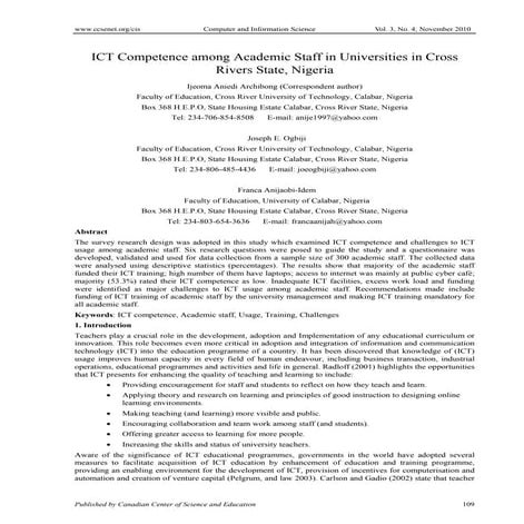 Ict competence among academic staff in universities