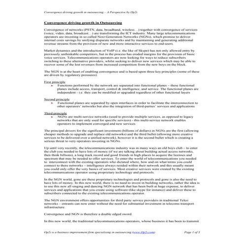 ICT Convergence driving growth in Outsourcing