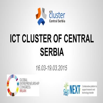 ICT Cluster of Central Serbia @ GEC 2015 Milano, Italy
