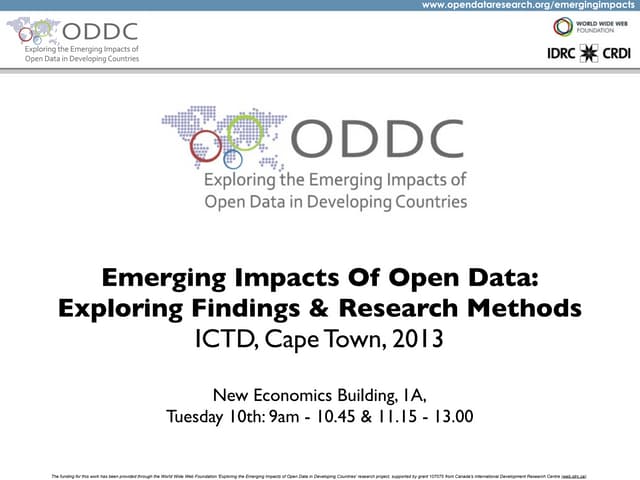ICTD Cape Town -  Emerging Findings...