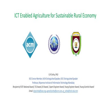ICT enabled agriculture for sustainable rural economy