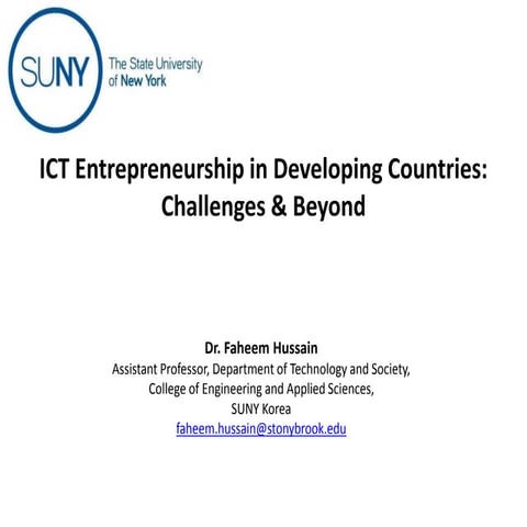 ICT Entrepreneurship in Developing Countries: Challenges and Beyond